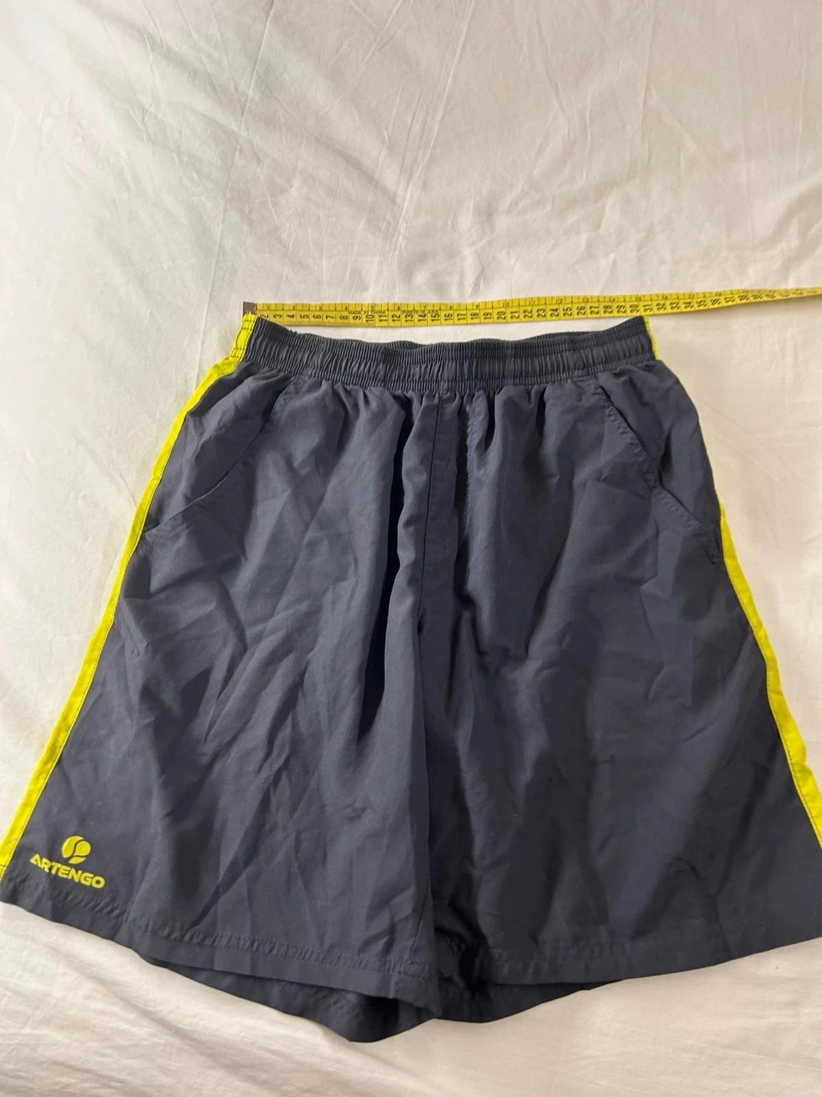 Short gris à rayures jaune vintage artengo – photo 2